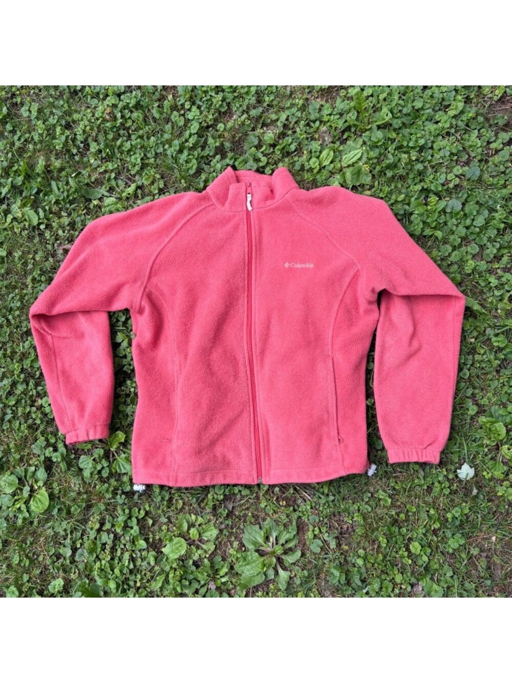 Columbia Womens Pink Full Zip Fleece Jacket Size L Lightweight Warm Outerwear